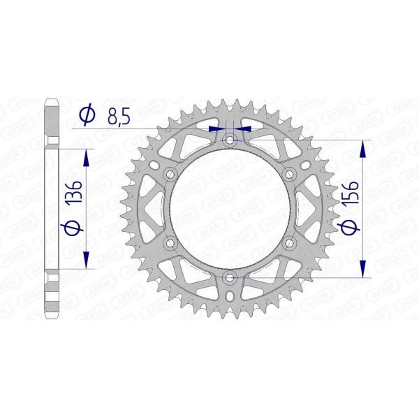 Couronne AFAM 48 dents type 15206 pas 520 alu BETA RR 250 4T Enduro