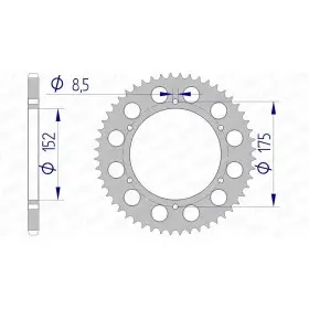 Couronne AFAM 52 dents type 13301 pas 520 alu YAMAHA WR 200