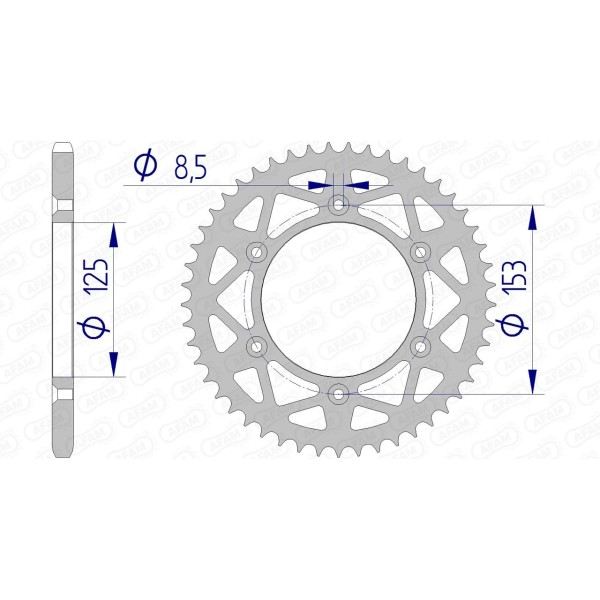 Couronne AFAM 47 dents type 11212N pas 520 alu HM-HONDA CR 125 Motard