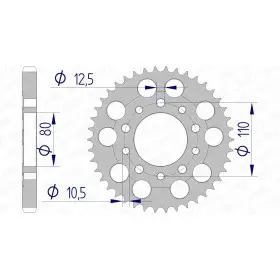 Couronne AFAM 42 dents type 11605 pas 530 alu HONDA VF 700 S