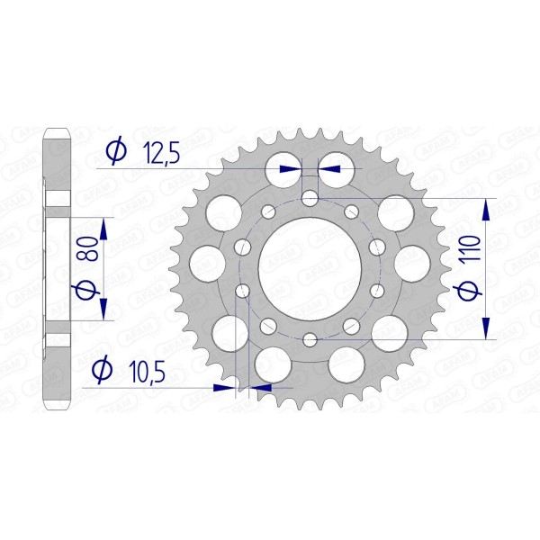 Couronne AFAM 42 dents type 11605 pas 530 alu HONDA VF 700 S