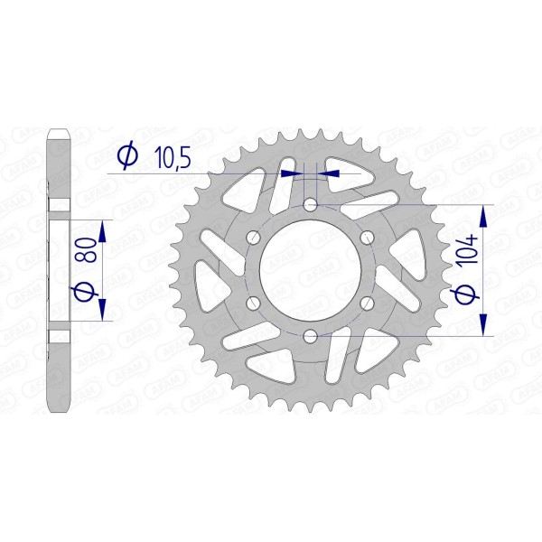 Couronne AFAM 39 dents type 17610 pas 525 alu KAWASAKI ZX 6 R