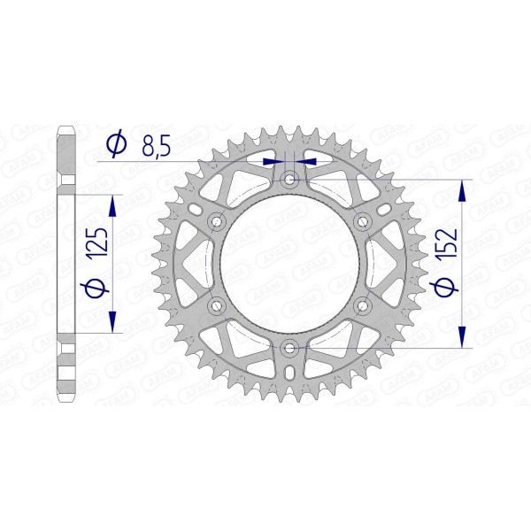 Couronne AFAM 48 dents type 39300 pas 520 alu BETA RR 250 2T Enduro