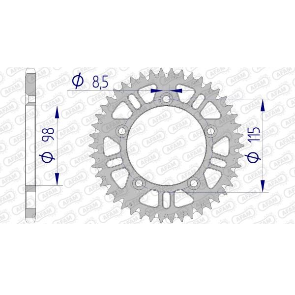 Couronne AFAM 46 dents type 72101 pas 420 alu HUSQVARNA CR 65