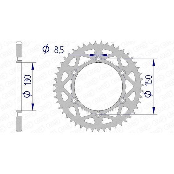 Couronne AFAM 51 dents type 13323N pas 520 alu YAMAHA WR 125