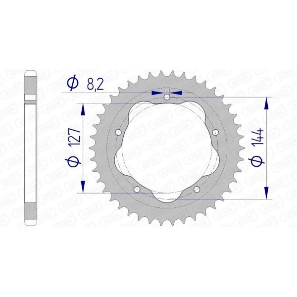 Couronne AFAM 43 dents type 51608 pas 525 alu DUCATI 796 Hypermotard