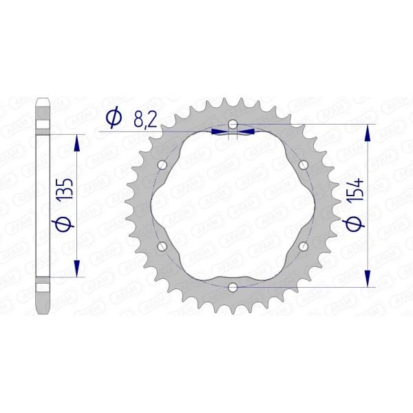 Couronne AFAM 37 dents type 51804 pas 525 alu DUCATI 1098