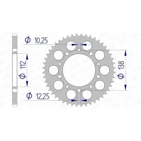 Couronne AFAM 44 dents type 11509 pas 520 alu HONDA CB 600 F Hornet
