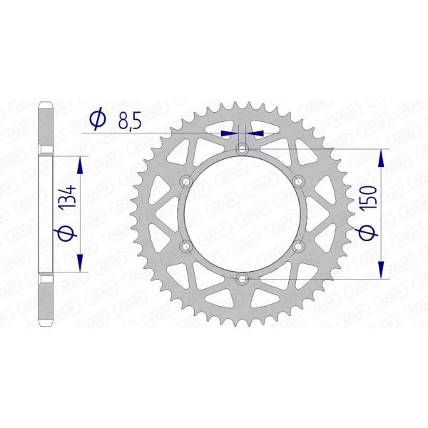 Couronne AFAM 49 dents type 17206N pas 520 alu KAWASAKI KX 125