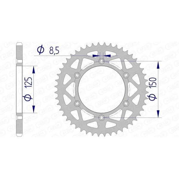 Couronne AFAM 50 dents type 72304N pas 520 alu HUSABERG TE 125