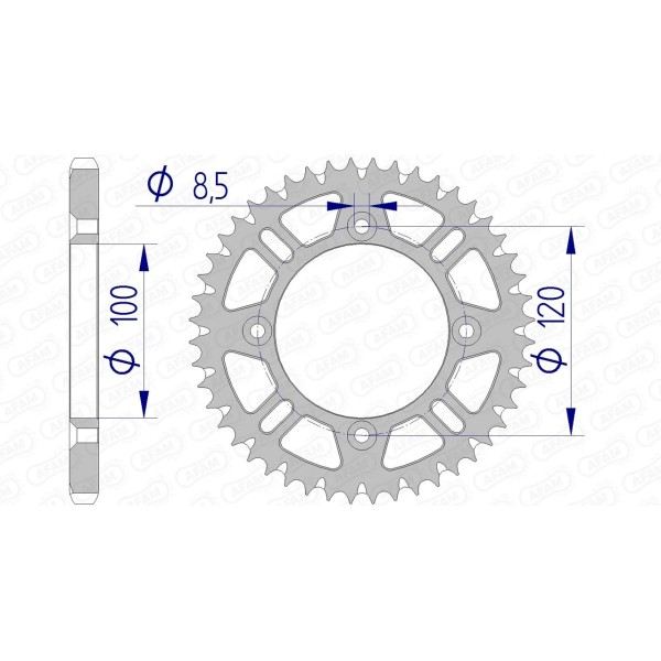 Couronne AFAM 52 dents type 15104 pas 428 alu SUZUKI RM 80