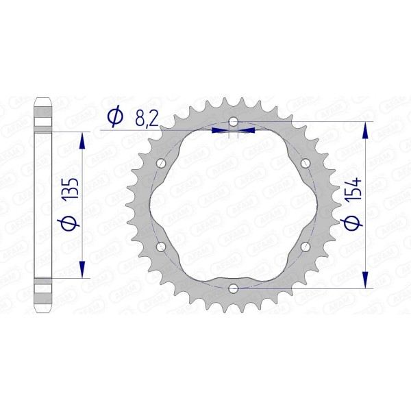 Couronne AFAM 39 dents type 51803 pas 525 alu DUCATI 1098