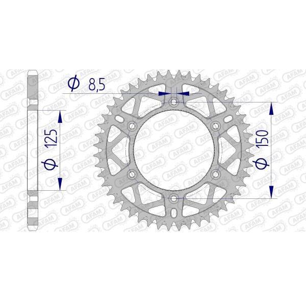 Couronne AFAM 52 dents type 72304 pas 520 alu HUSABERG TE 125