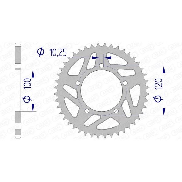 Couronne AFAM 44 dents type 36801 pas 520 alu APRILIA RS 125