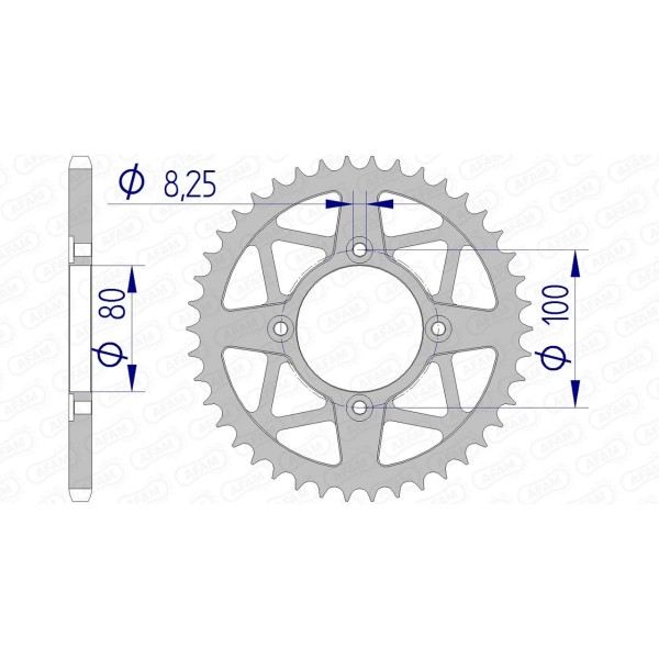 Couronne AFAM 42 dents type 93320 pas 520 alu BETA Evo 125