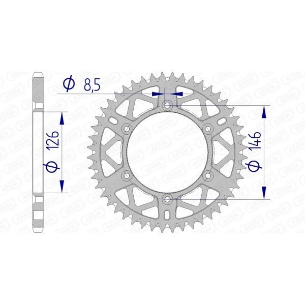 Couronne AFAM 51 dents type 15203 pas 520 alu SUZUKI RM 125