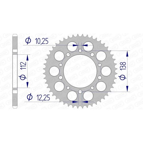 Couronne AFAM 48 dents type 11509 pas 520 alu HONDA CB 600 F Hornet