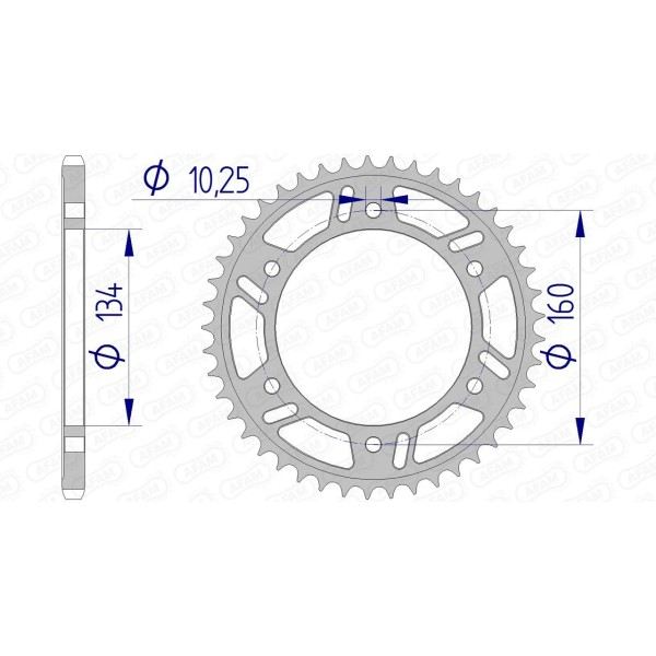 Couronne AFAM 44 dents type 11618 pas 520 alu HONDA CBR 600 F