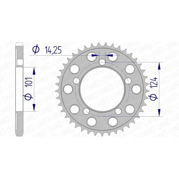 Couronne AFAM 40 dents type 72801 pas 525 alu KTM SMC 950 R Supermoto