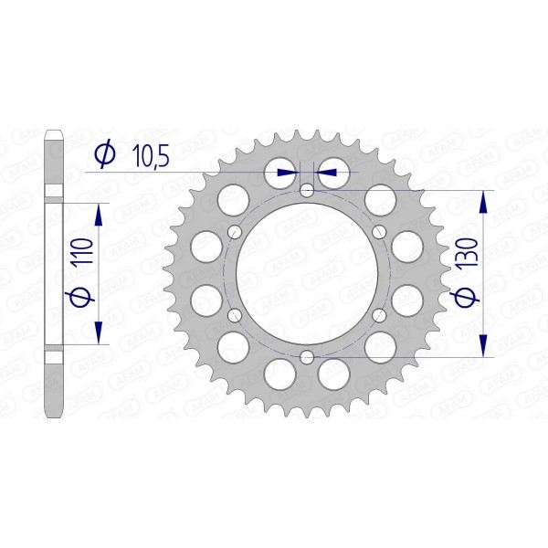 Couronne AFAM 43 dents type 17500 pas 520 alu KAWASAKI EL 250