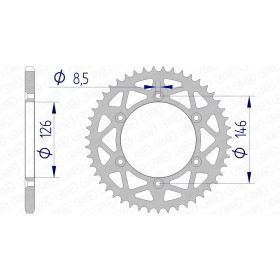 Couronne AFAM 51 dents type 15203N pas 520 alu SUZUKI RM 125