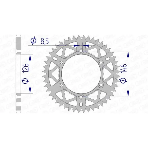 Couronne AFAM aluminium Ultra-Light anti-boue 15203 - 520
