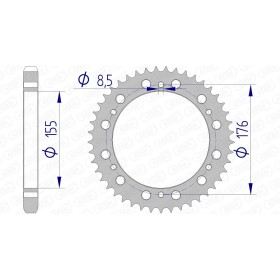 Couronne AFAM 45 dents type 87601 pas 530 alu TRIUMPH T 509 Speed Triple