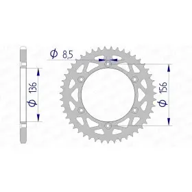 Couronne AFAM 48 dents type 15206N pas 520 alu AJP PR4 125 Enduro