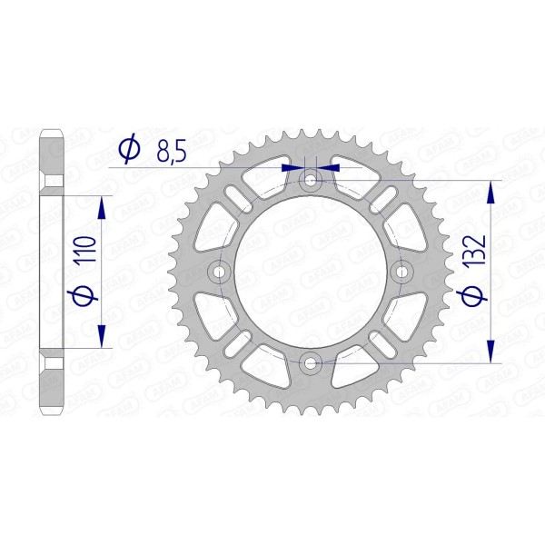 Couronne AFAM 51 dents type 72102N pas 428 alu KTM SX 85