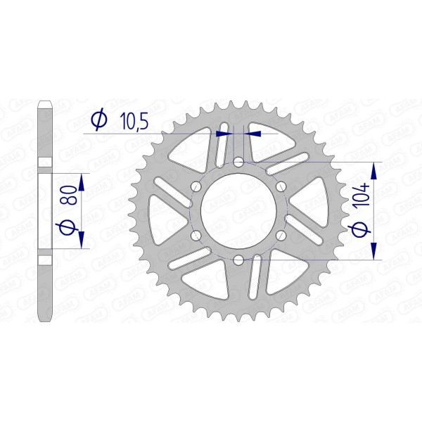 Couronne AFAM 38 dents type 17606 pas 520 alu KAWASAKI GPZ 550 ZX 550