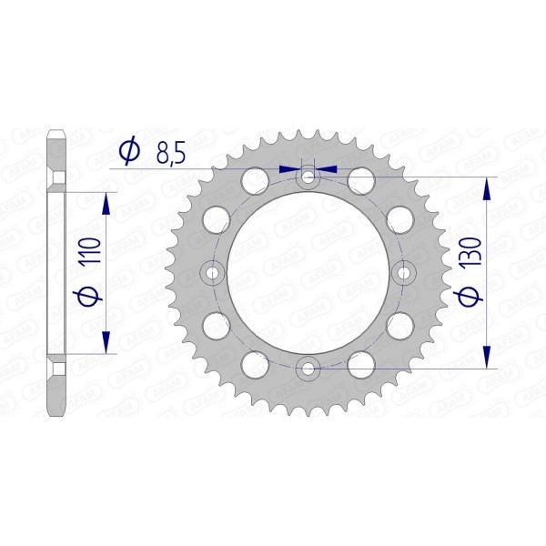 Couronne AFAM 55 dents type 11104 pas 420 alu HONDA CR 80 R