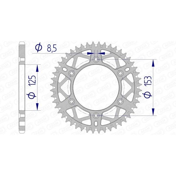 Couronne AFAM 54 dents type 11212 pas 520 alu HM-HONDA CRE 125 R Enduro