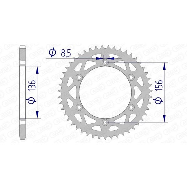 Couronne AFAM 50 dents type 15206N pas 520 alu AJP PR4 125 Enduro