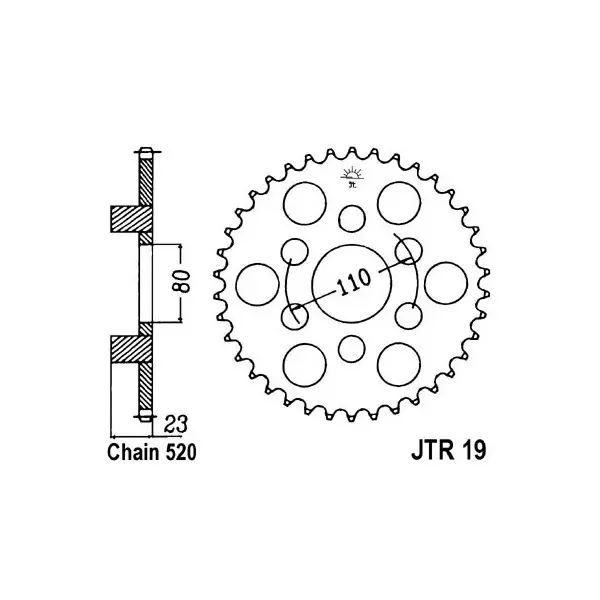 Couronne JT SPROCKETS acier standard 19 - 520