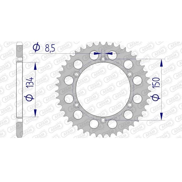 Couronne AFAM 45 dents type 17206N pas 520 alu KAWASAKI KX 125