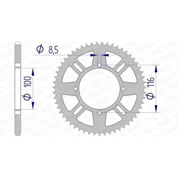 Couronne AFAM 54 dents type 17104N pas 420 alu KAWASAKI KX 80