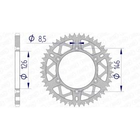 Couronne AFAM 52 dents type 15203 pas 520 alu SUZUKI RM 125