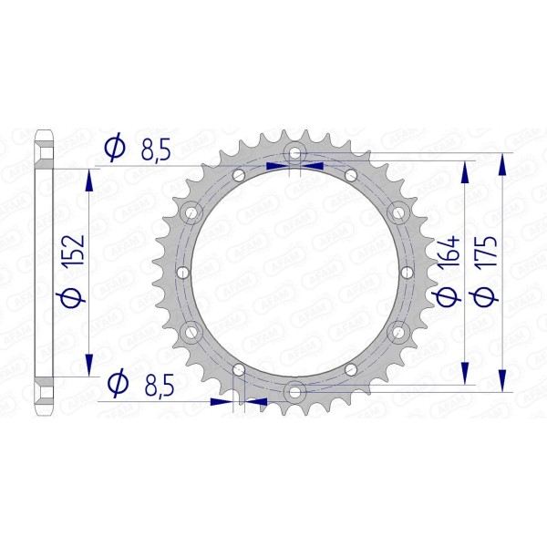 Couronne AFAM 40 dents type 13500 pas 520 alu YAMAHA IT 175