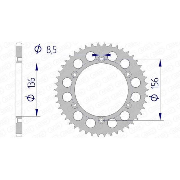 Couronne AFAM 46 dents type 15206N pas 520 alu AJP PR4 125 Enduro