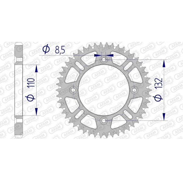 Couronne AFAM 49 dents type 72102 pas 428 alu KTM SX 85