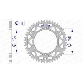 Couronne AFAM 53 dents type 17206 pas 520 alu KAWASAKI KX 125