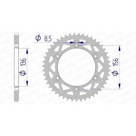 Couronne AFAM 53 dents type 15206N pas 520 alu AJP PR4 125 Enduro