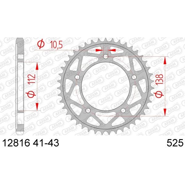 couronne AFAM 42 dents type 12816 pas 525 acier Yamaha YZF-R1