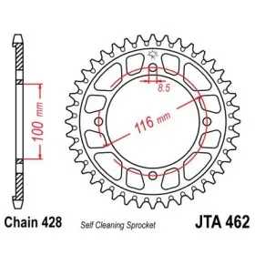 Couronne alu 51 dents JT Sprockets ultra-light anti-boue type 462 chaîne 428 Kawasaki