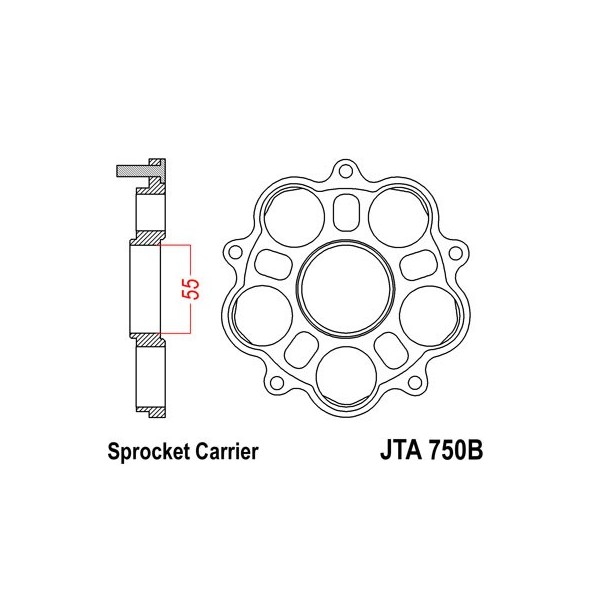 Support de couronne JT Sprockets 5 silentblocs pour Ducati 