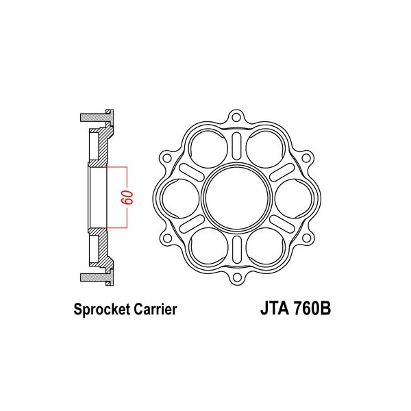 Support de couronne JT Sprockets 6 silentblocs pour Ducati 