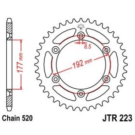 Couronne acier 53 dents JT Sprockets type 223 chaîne 520 HUSQVARNA 250-350-400-430