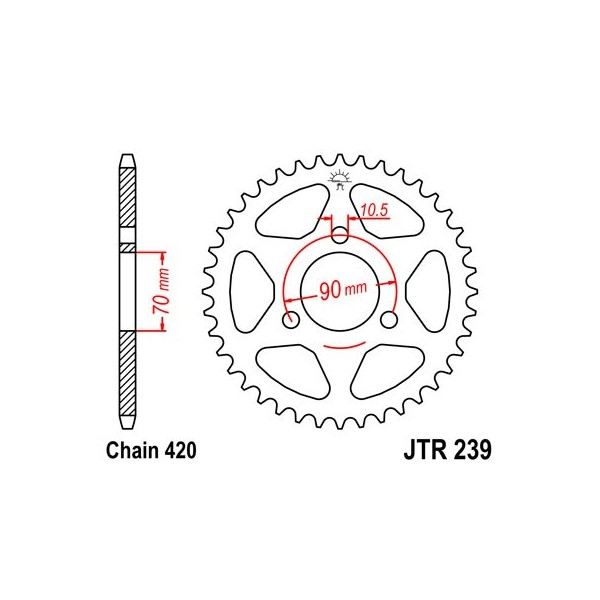 Couronne acier 45 dents JT Sprockets type 239 chaîne 420 MTX80