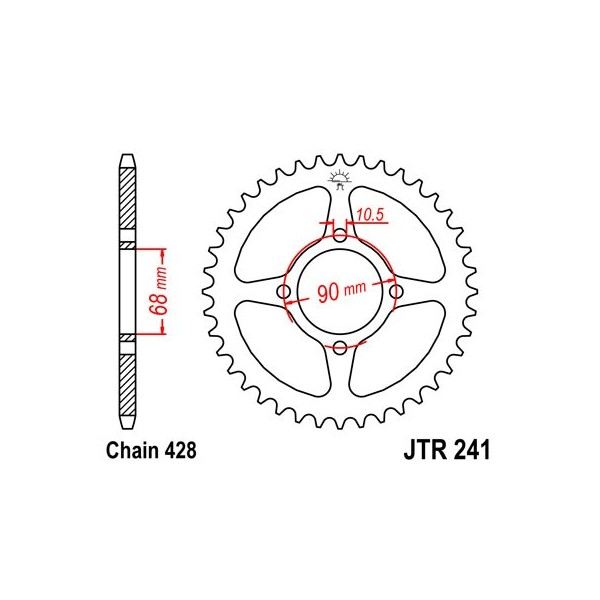 Couronne acier 53 dents JT Sprockets type 241 chaîne 428 