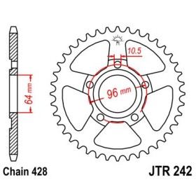 Couronne acier 53 dents JT Sprockets type 242 chaîne 428 XL125 R PROLINK '82-97